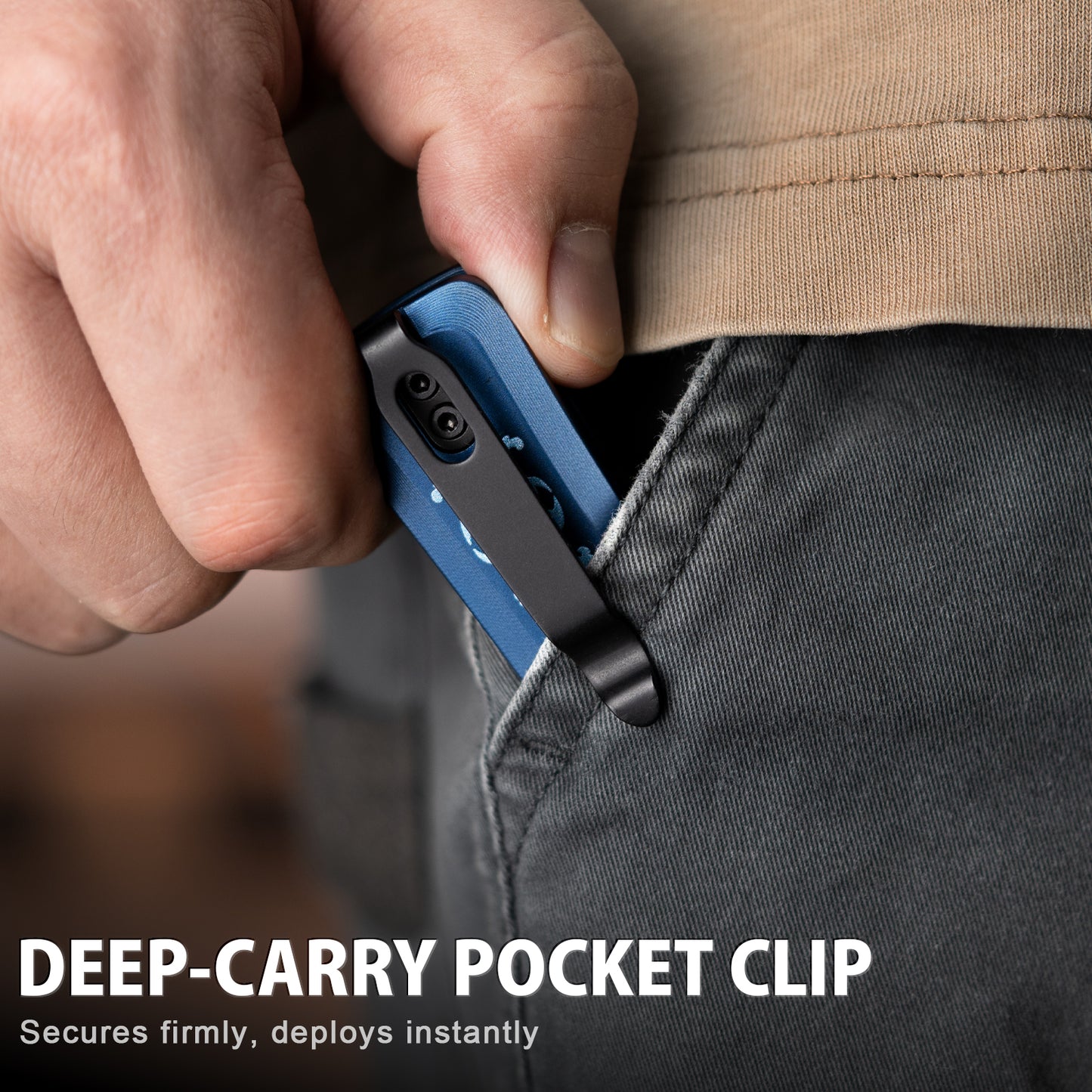 LOTHAR KNIGHT 2,9 Zoll VG10 Stahlklinge, Flipper-Knopfverschluss, Taschenmesser mit Clip