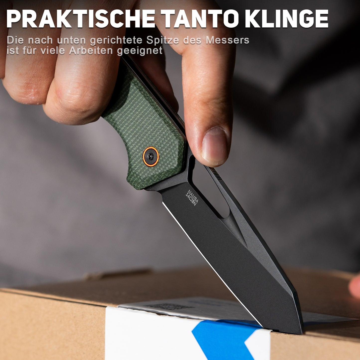 NedFoss MAMBA II Klappmesser, 8.8CM 14C28N Stahl Taschenmesser mit Button-Lock, Einhandmesser mit Micarta Griff, Outdoor Messer mit Gürtelclip, Survival Messer für den Alltag, Sammlung & Geschenk