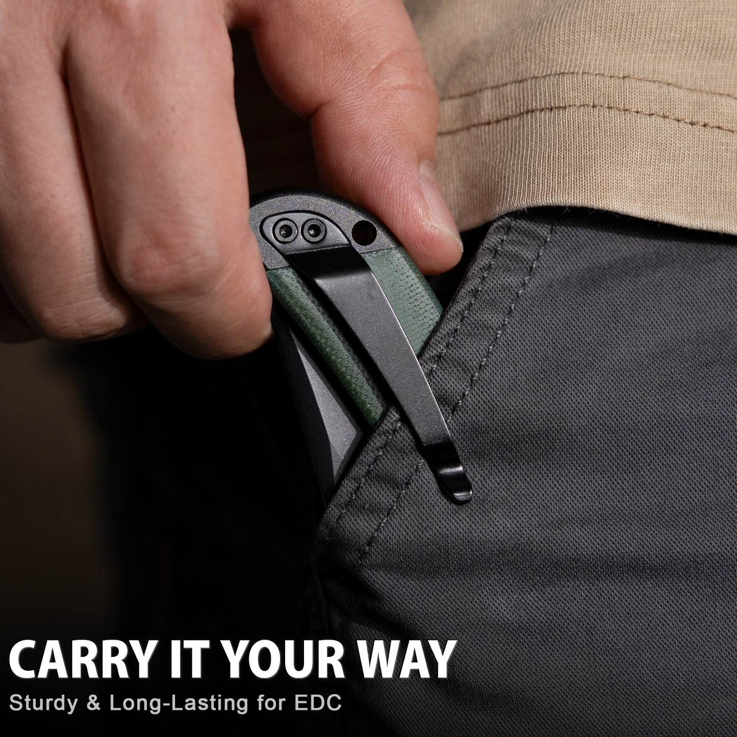 LOTHAR Falcon 3,43" VG10 Stahlklinge Knopfverschluss EDC Taschenklappmesser mit Clip