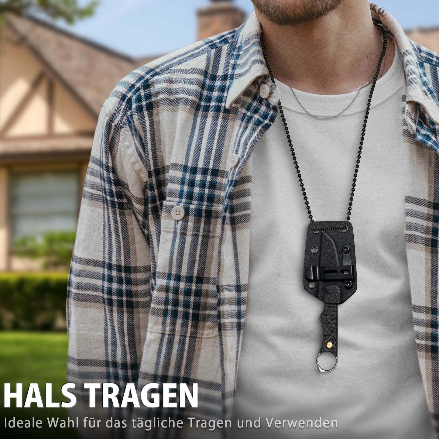 LOTHAR BEAVER Neck Knife Messer, 14C28N Stahl Fulltang Kleines Feststehendes Messer mit G10 Griff, Outdoor Mini-Messer mit Kydex Scheide und Gürtelclip