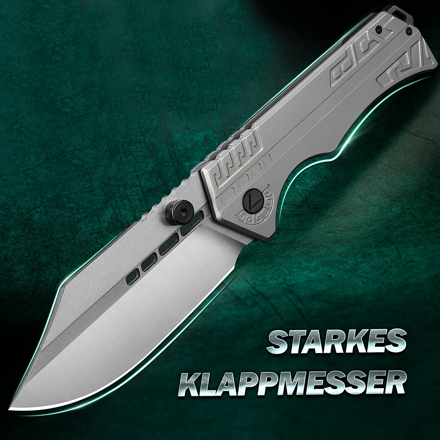 LOTHAR LORD Klappmesser, D2 Stahl Einhandmesser mit Gürtelclip, 420 Stahl Griff, Großes Outdoor Messer, Geeignet für Sammlung