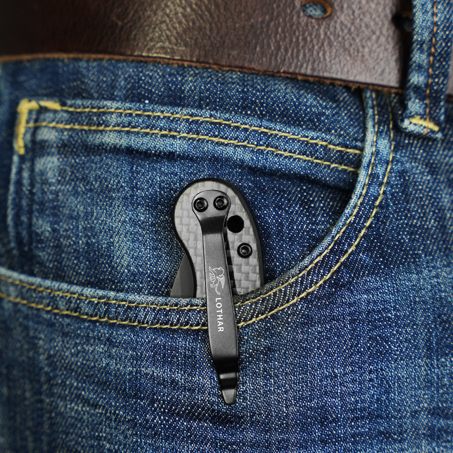 LOTHAR Seagull 3" D2 Stahlklinge Liner Lock EDC Messer mit Carbonfasergriff