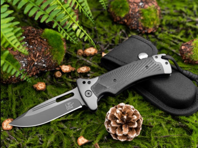 LOTHAR RHINO Klappmesser, 10.3cm Großes Taschenmesser mit G10 Griff, Liner Lock, Outdoor Messer Survival mit Clip für Camping, Bushcraft, Robust & Langlebig