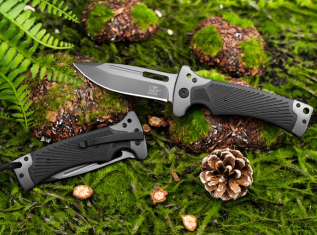 LOTHAR RHINO Klappmesser, 10.3cm Großes Taschenmesser mit G10 Griff, Liner Lock, Outdoor Messer Survival mit Clip für Camping, Bushcraft, Robust & Langlebig