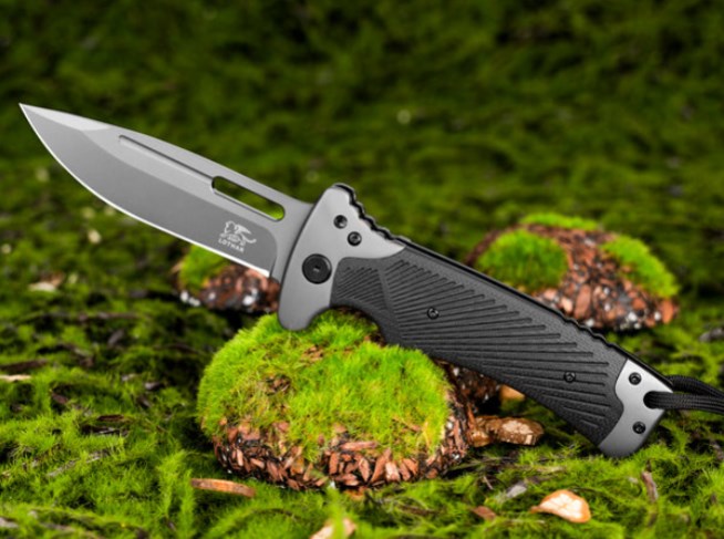 LOTHAR RHINO Klappmesser, 10.3cm Großes Taschenmesser mit G10 Griff, Liner Lock, Outdoor Messer Survival mit Clip für Camping, Bushcraft, Robust & Langlebig