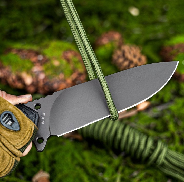 LOTHAR BAT Outdoor Messer Feststehende Klinge, 12CM Full Tang Jagdmesser D2 Stahl, Bushcraft Messer mit G10 Griff & Feuerstahl, Überlebensmesser inkl. Kydex Scheide, Taktisches Messer, Angelmesser