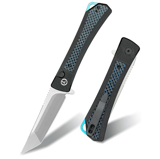 LOTHAR REVEALER Taschenmesser, Scharfe 14C28N Stahl Klappmesser, EDC Messer mit Aluminium Griff, Button Lock Einhandmesser mit Clip (Clip Point 8.8cm)