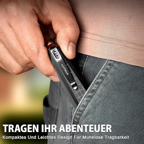 LOTHAR SPIDER Taschenmesser, 7.8 CM Scharfe 14C28N Stahl Klinge Klappmesser, Einhandmesser mit Aluminium Griff, Button Lock EDC Messer mit Clip, Sammlung & Geschenk