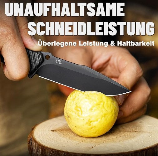 LOTHAR KA52 Jagdmesser, 9.8cm Full Tang Outdoor Messer aus D2 Stahl, G10 Griff Survival Messer mit Kydex Scheide，Bushcraft Messer für Outdoor Liebhaber