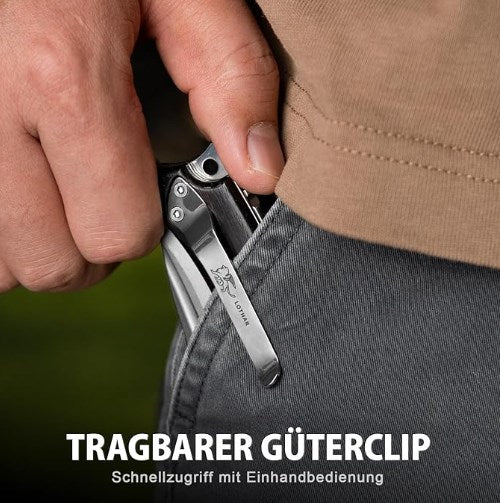 LOTHAR RHAEGAL Klappmesser, 8.9CM 14C28N Stahl Taschenmesser mit Holzgriff, EDC Messer, Gürtelclip, Ideal für Sammlung oder Geschenk (Ebenholz)