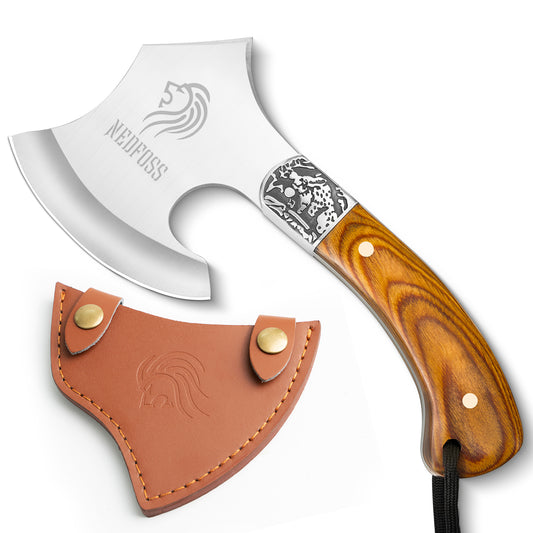 NedFoss WARTHOG Axt & Camping Axt, Outdoor - Axt | Survival-Axt, Erwachsene Äxte Camping Hatchet Beil, inkl. Kopftasche, Holz Griff