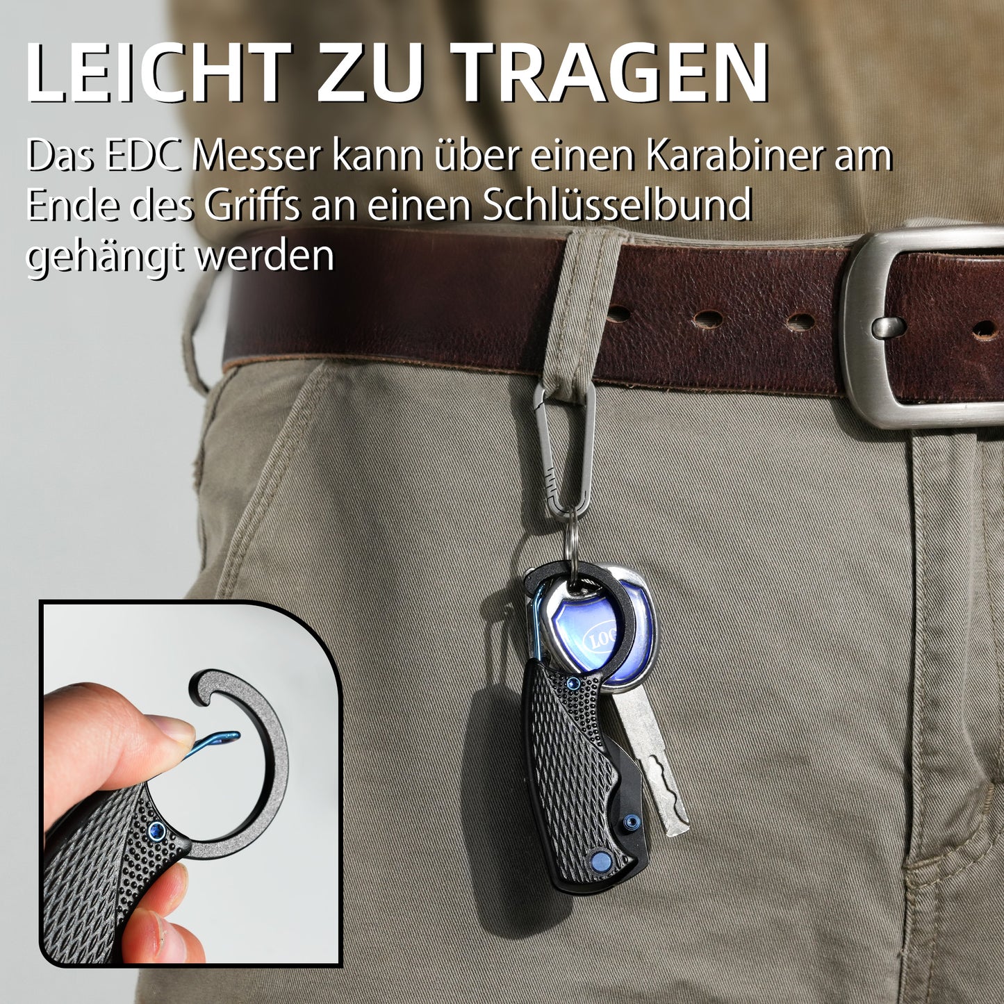 NedFoss OWL Klappmesser, 3.7cm D2 Stahl mini Taschenmesser mit Aluminiumgriff, Einhandmesser mit Liner Lock, Schlüsselanhänger Messer mit Karabiner, EDC Messer für Alltag, Sammlung & Geschenk