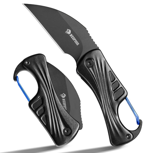 NedFoss FLAMINGO Klappmesser, 6cm D2 Stahl mini Taschenmesser mit Aluminiumgriff & Liner Lock, Schlüsselanhänger Messer mit Karabiner, EDC Messer für Alltag, Sammlung & Geschenk