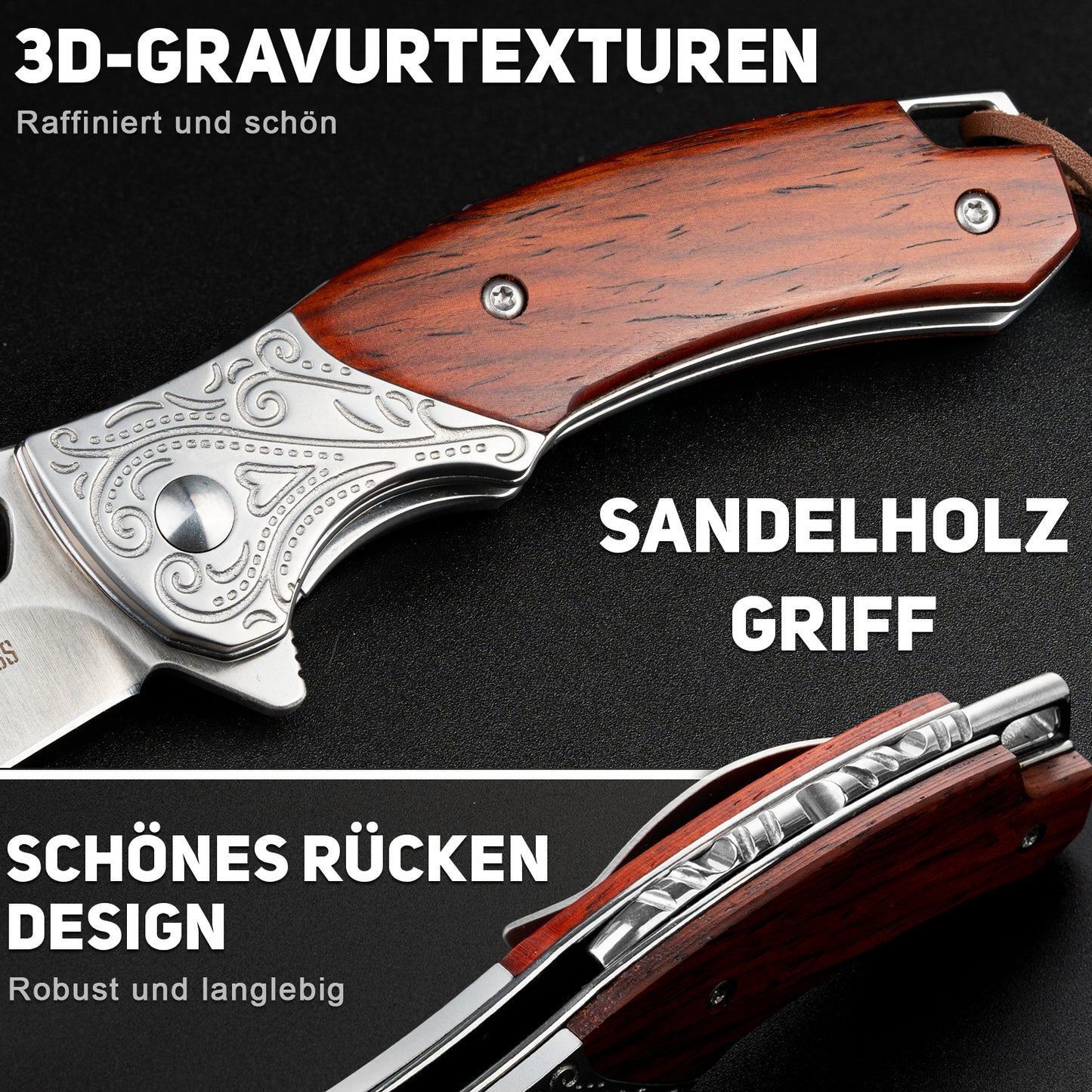 NedFoss HERON Klappmesser, 7cm 14C28N Sthal Einhandmesser mit Holzgriff, Scharfes Taschenmesser mit Liner Lock & Kugellager, Outdoor Messer mit Glip, Survival Messer in Geschenk-Box für Sammlung