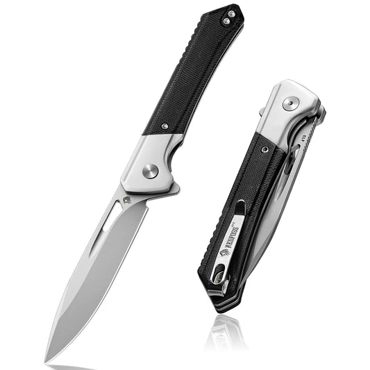 Nedfoss ELF Klappmesser, Scharfes Taschenmesser aus D2 Stahl und G10 Griff, EDC messer mit Gürtelclip