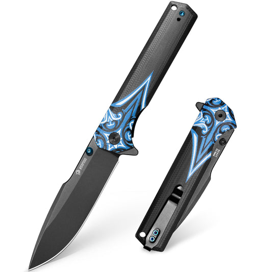 NedFoss BEAST Klappmesser, Klingenlänge 8.7cm aus D2 Stahl Taschenmesser mit G10 Griff, Einhandmesser mit Liner Lock & Kugellager, Outdoor Messer mit Clip, Survival Messer für Sammlung & Geschenk