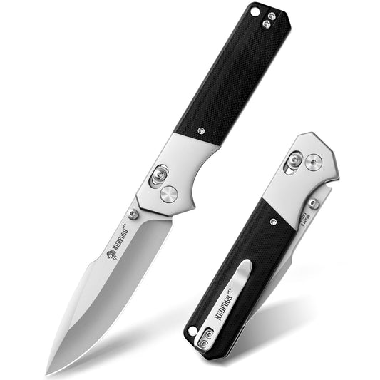 NedFoss BEAST III Klappmesser, 8.5CM 14C28N Stahl Taschenmesser mit Axis-Lock, Einhandmesser mit G10 Griff, Outdoor Messer mit Gürtelclip, Survival Messer für den Alltag, Sammlung & Geschenk