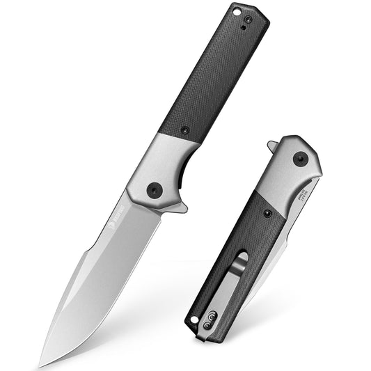 NedFoss BEAST Klappmesser, Klingenlänge 8.7cm aus D2 Stahl Taschenmesser mit G10 Griff, Einhandmesser mit Liner Lock & Kugellager, Outdoor Messer mit Clip, Survival Messer für Sammlung & Geschenk