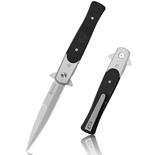 Nedfoss MERMAID Taschenmesser, 9.8cm D2 Stahl Klappmesser mit G10-Griff, Einhandmesser mit Gürtelclip, Vatertagsgeschenk