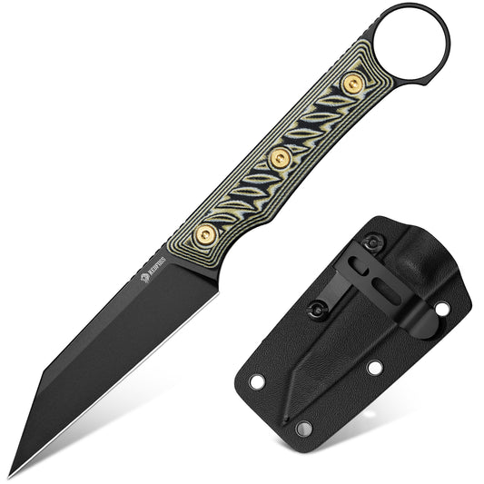 NedFoss RAVEN Jagdmesser, 8.5cm 14C28N Stahl Full Tang legales Outdoor Messer mit G10 Griff & Verstellbarer Clip, Kleines Survival Messer mit Kydexscheide, Bushcraft messer 42a konform, Edc Messer