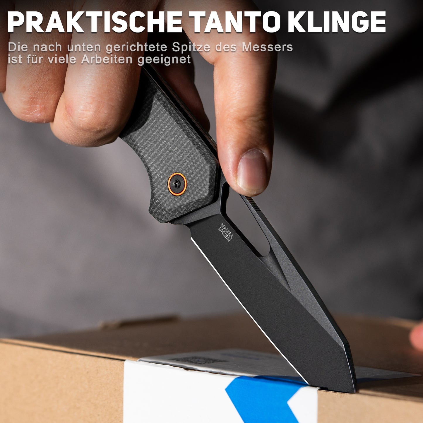 NedFoss MAMBA II Klappmesser, 8.8CM 14C28N Stahl Taschenmesser mit Button-Lock, Einhandmesser mit Micarta Griff, Outdoor Messer mit Gürtelclip, Survival Messer für den Alltag, Sammlung & Geschenk