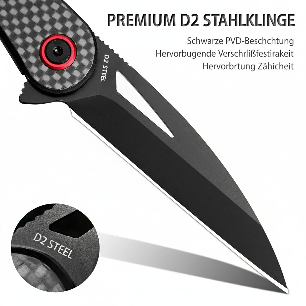 LOTHAR Seagull 3" D2 Stahlklinge Liner Lock EDC Messer mit Carbonfasergriff