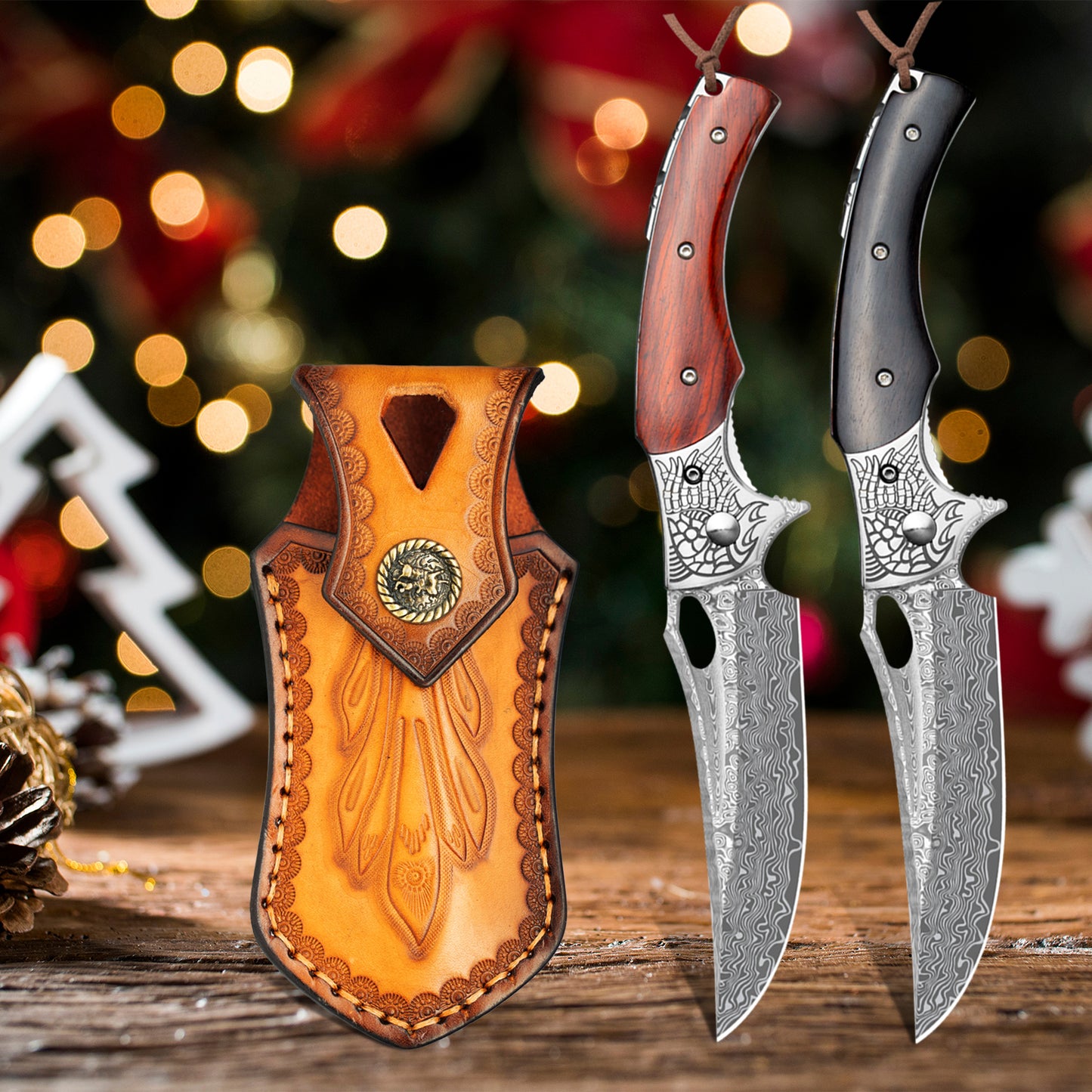 LOTHAR KRAKEN Taschenmesser, Damast Klappmesser aus 67 Lagen VG10 Damaststahl, Damast Taschenmesser mit Scharfe Klinge und Ebenholzgriff, Damastmesser für Sammlung oder Geschenk (Ebenholz)