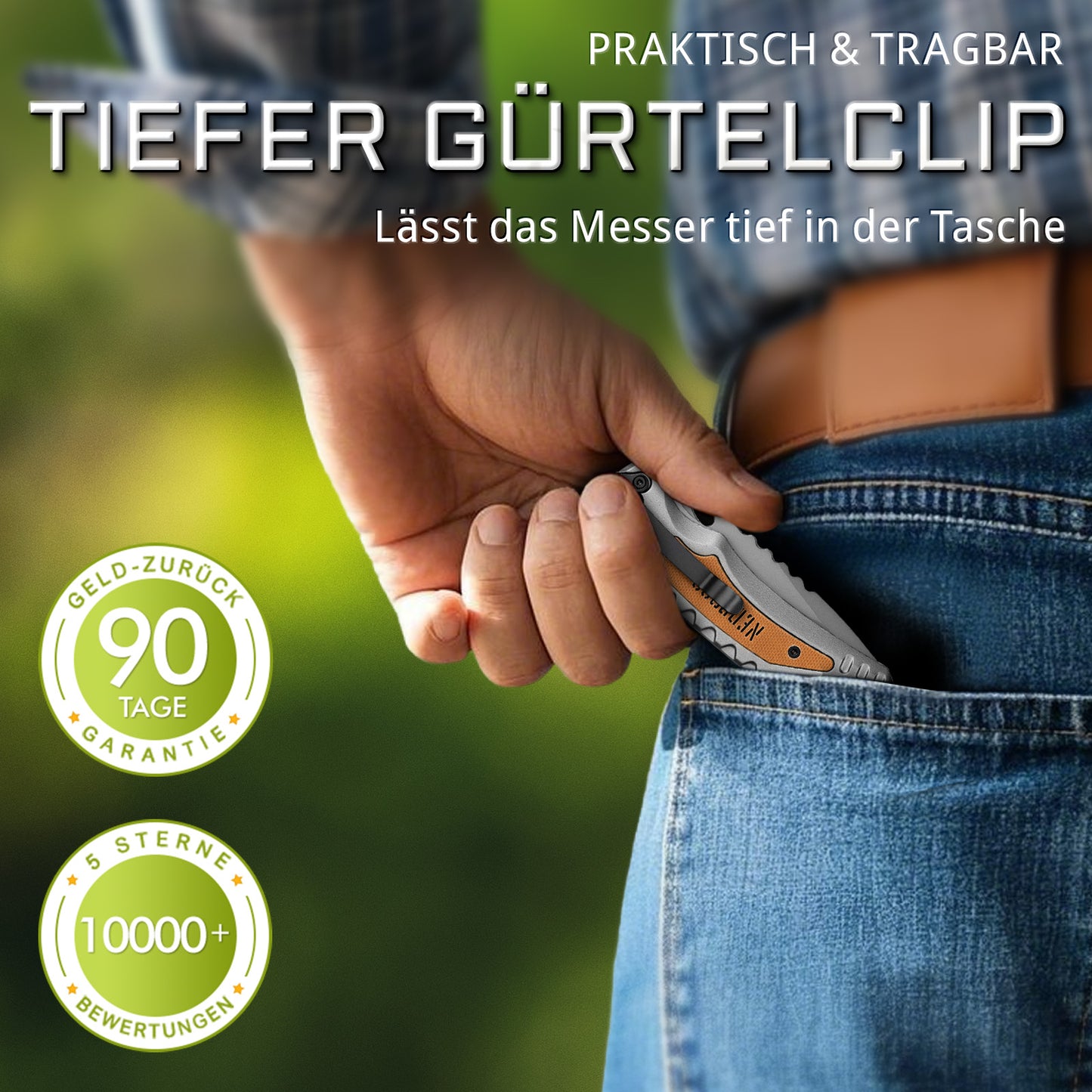 NedFoss DA169 Klappmesser, 9.5 CM Taschenmesser mit Gurtschneider & Glasbrecher & Flaschenöffner, Einhandmesser mit Liner Lock & Kugellager, Rettungsmesser für Auto, Survival Rescue messer Outdoor