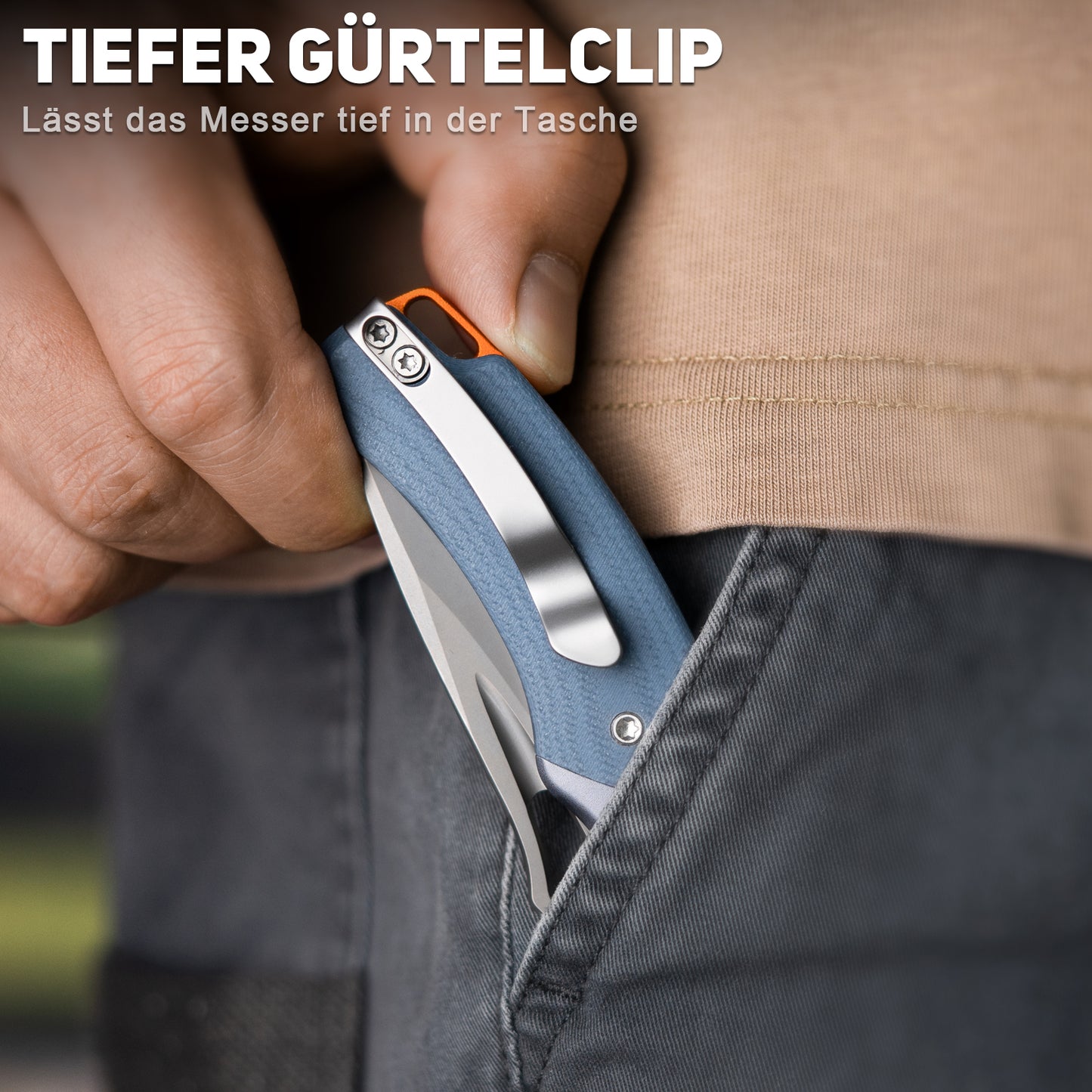 NedFoss HERON Klappmesser, VG10 Stahl Taschenmesser mit Button-Lock, Einhandmesser mit G10 Griff, Outdoor Messer mit Gürtelclip, Survival Messer für den Alltag, Sammlung & Geschenk