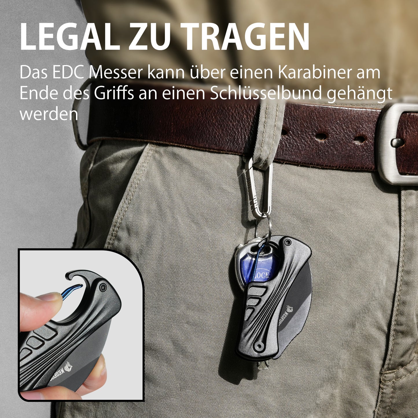 NedFoss FLAMINGO Klappmesser, 6cm D2 Stahl mini Taschenmesser mit Aluminiumgriff & Liner Lock, Schlüsselanhänger Messer mit Karabiner, EDC Messer für Alltag, Sammlung & Geschenk