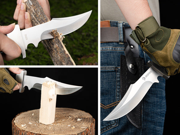 NedFoss TIGER Outdoor Messer, 16cm Jagdmesser, Camping Gürtelmesser, Bushcraft Messer