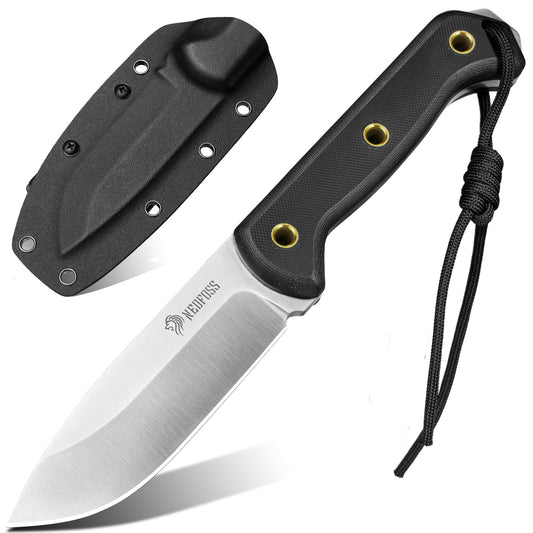 NedFoss SEAL Outdoor Messer, 10,4cm Full Tang Survival Messer mit G10 Griff, Messer Outdoor mit Kydex Holster