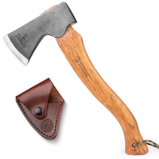 Nedfoss RF38 Axt, 38cm Camping Axt, Wikinger axt, Beil axt mit Holzgriff, Outdoor axt mit Scheide, bushcraft axt, spaltaxt, Hatchet, Scharfe Camping Axt, Universalaxt, Hochwertige Campingbeil für Garten&Outdoor