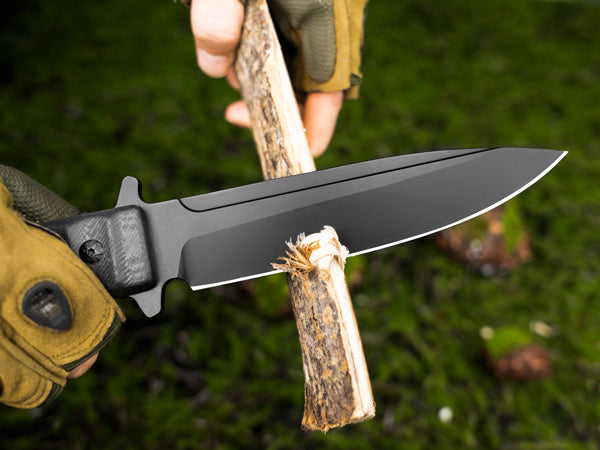 NedFoss BLACK PHOENIX Outdoor Messer, 15cm Klinge Full Tang Survival Messer mit G10 Griff, Jagdmesser mit Holster