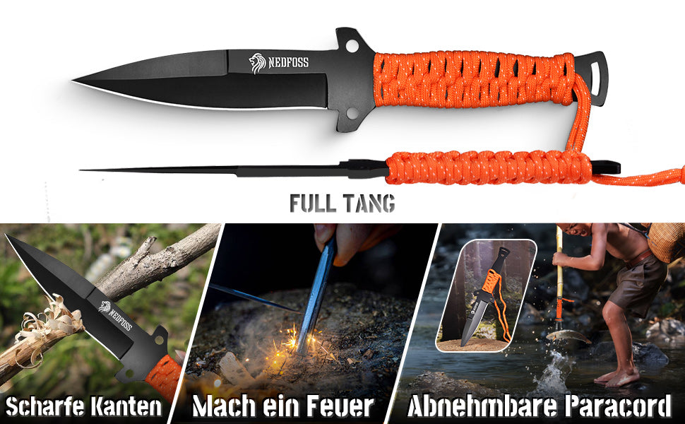 NedFoss JUNGLE AXES SET 3er Survival Outdoor Messer Set,  Camping Messer Set inkl. Camping Axt & Outdoor Messer & Gürtelmesser