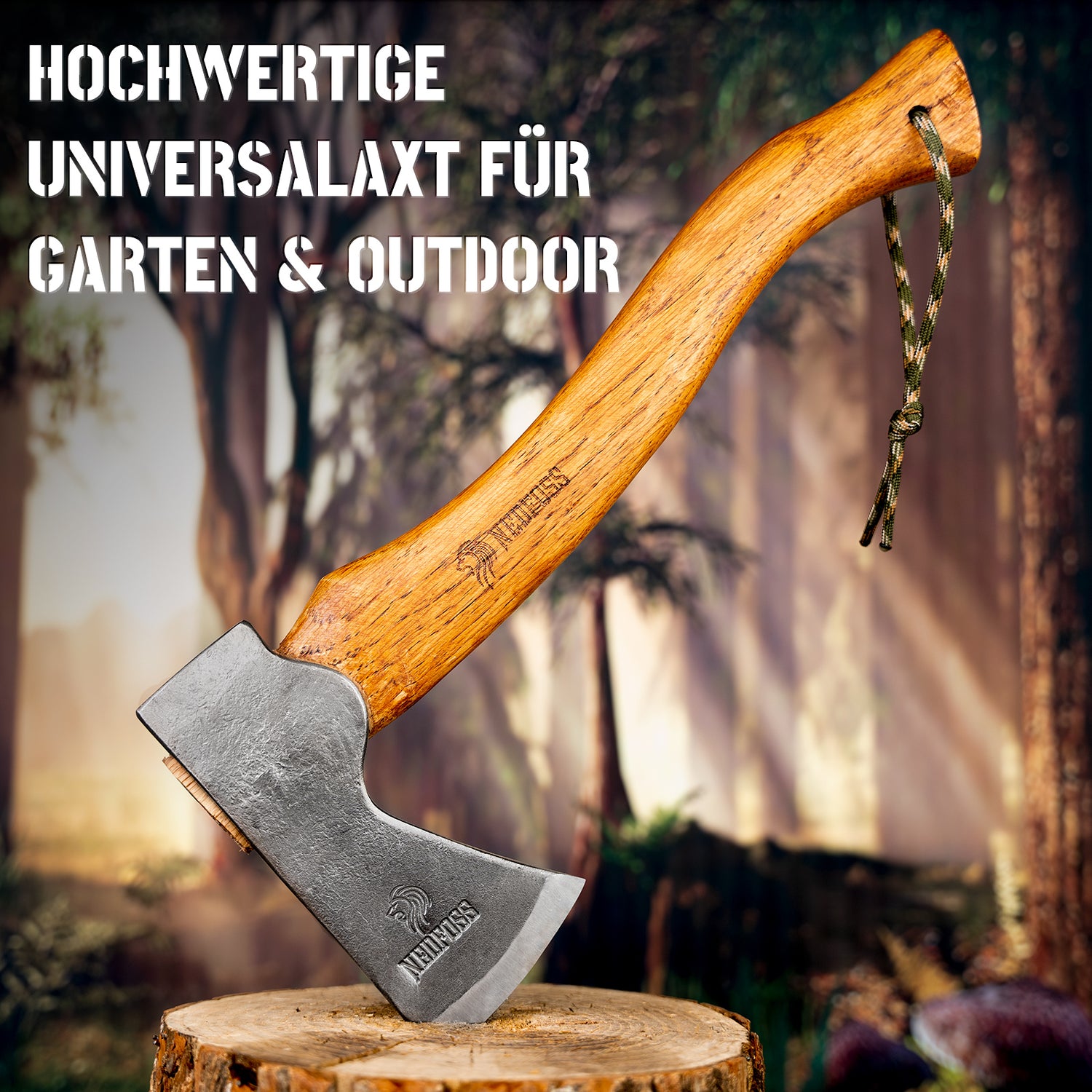 Nedfoss RF38 Axt, 38cm Camping Axt, Wikinger axt, Beil axt mit Holzgri – NEDFOSS MESSER