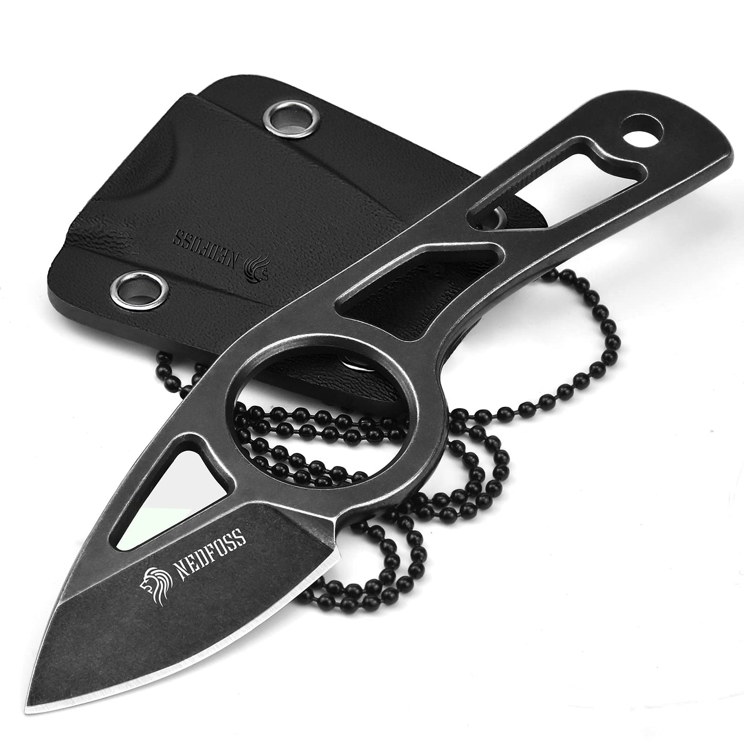 NEDFOSS CROW Neck Knife Messer, EDC Messer, Mini Survival Outdoor Messer, inklusive Kydex Scheide