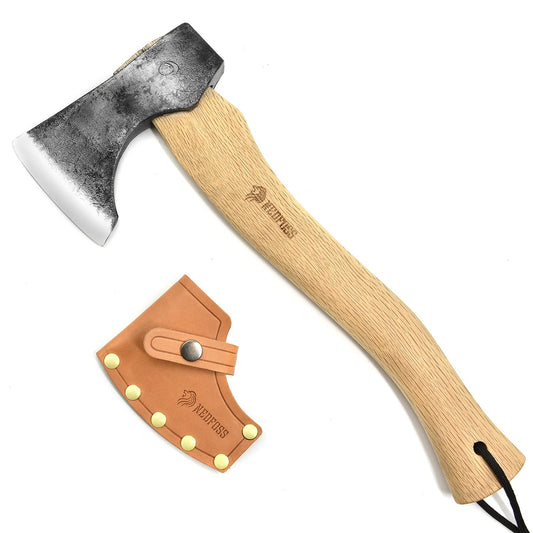 NedFoss HIPPO Axt, 33cm Camping Axt, Beil & Survival Axt, Hatchet & axt klein mit Holz Griff – Premium Jägerbeil robust- small Axe
